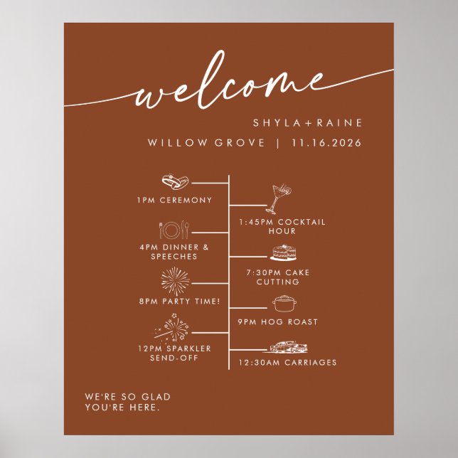 Boho Chic Terrakotta Gör-det-själv-välkomsttidslin Poster (Framsidan)