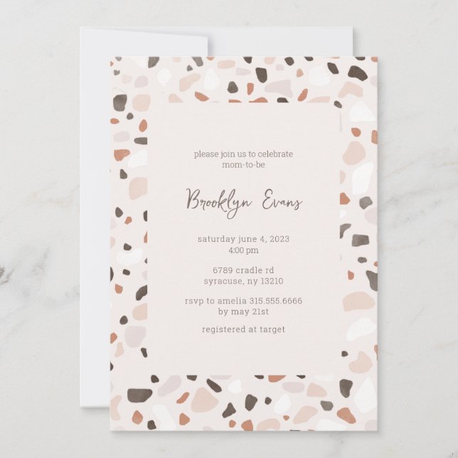 Boho Chic Terrazzo Baby Shower-inbjudan Inbjudningar (Framsida)