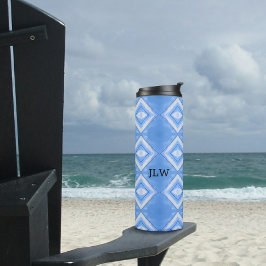 Boho Chic Tie Dye Blue - Vit termisk tumlare