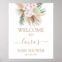 Boho chic Torkad Handflatan Baby Shower Välkomstsk Poster
