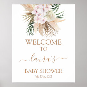 Boho chic Torkad Handflatan Baby Shower Välkomstsk Poster