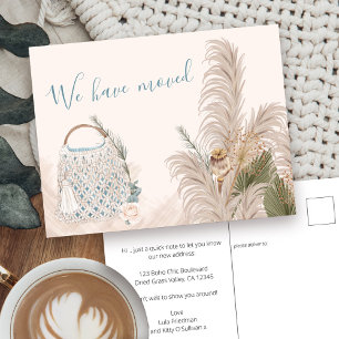 Boho Chic Torkad Handflatan och Pampas Grass Flytt Meddelande Vykort