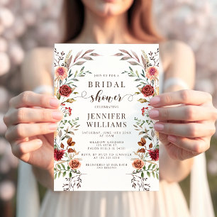 Boho Chic Torkade Blommor Höst Bröllopsdusch Inbjudningar
