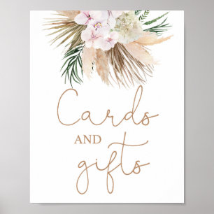 Boho chic Torkade palmblad Kort och present skylt