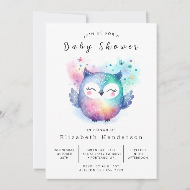 Boho Chic Uggla Baby Shower Inbjudningar (Framsida)