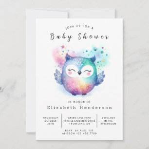 Boho Chic Uggla Baby Shower Inbjudningar