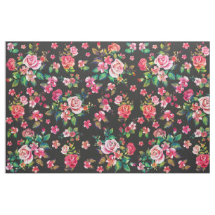 Boho Chic vår ro blommigt, vattenfärgen mönster Tyg