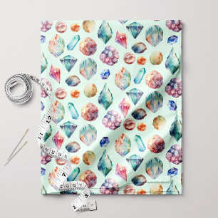 Boho Chic Vattenfärg Ädelstenar Tyg