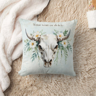Boho Chic Vattenfärg Blommig Kowskalle Kudde