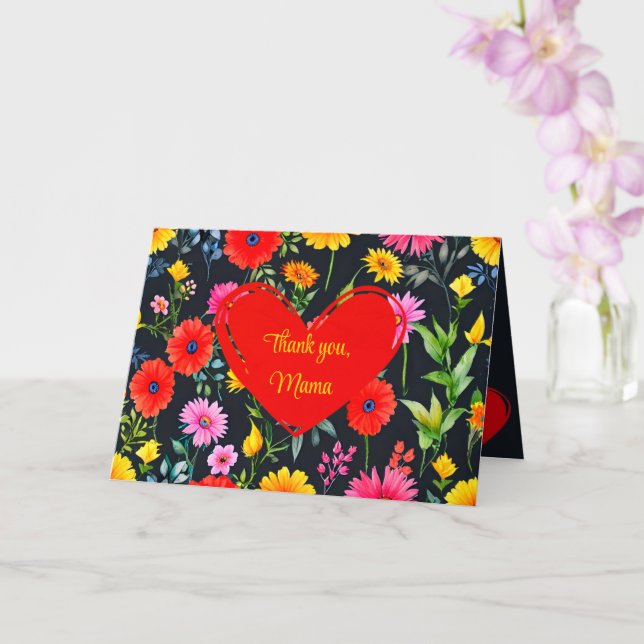 Boho, Chic, Vattenfärg Blommig Mors Dag Kort (Orkide)