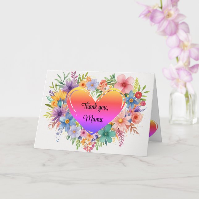 Boho, Chic, Vattenfärg Blommig Mors Dag Kort (Orkide)