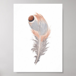 Boho-chic, vattenfärgsfärgmålning för fjäder poster
