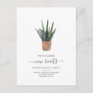 Boho Chic Vi har flyttat New Roots Succulary Plant Meddelande Vykort