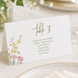 Boho Chic Vilda Blommor Bröllop Plats Kort