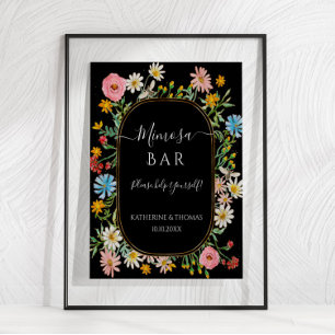 Boho Chic Vildblomma Blommig Krans Mimosa Bar Skyl Poster