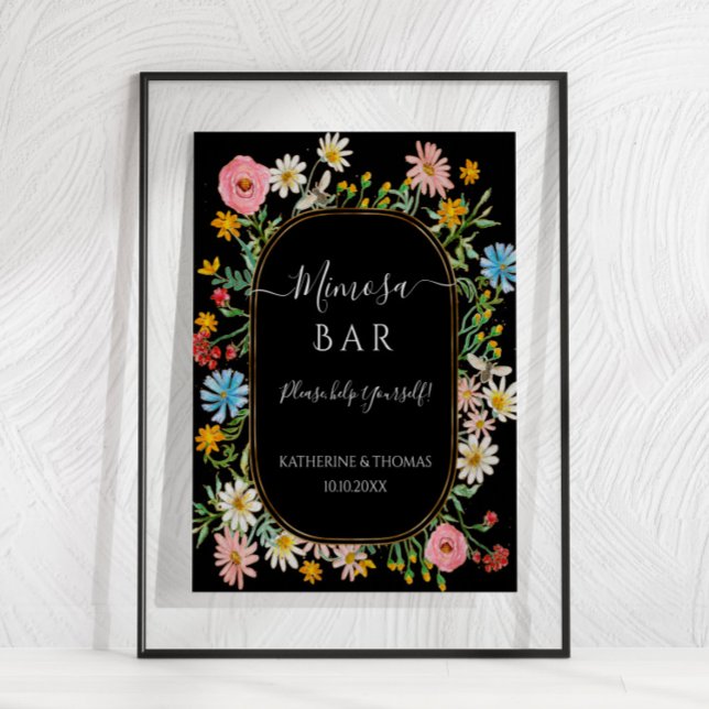 Boho Chic Vildblomma Blomsterkrans Mimosa Bar Post Poster (Skapare uppladdad)