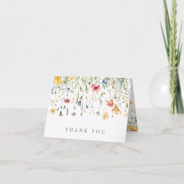 Boho Chic Vildblomma Bröllop Tacksamhetskort Tack Kort (Framsida)