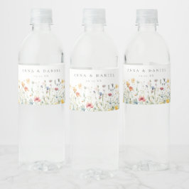 Boho Chic Vildblomma Bröllop Vattenflaskor Etikett