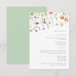 Boho Chic Vildblomma Bröllopsdetaljer Tilläggskort