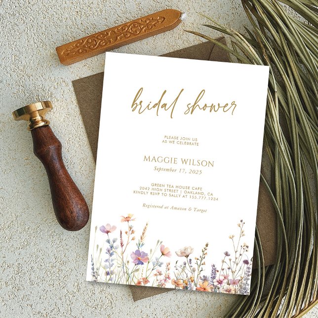 Boho Chic Vildblomma Bröllopsdusch Inbjudningar (Boho Chic Wildflower Bridal Shower Invitation Personalized)