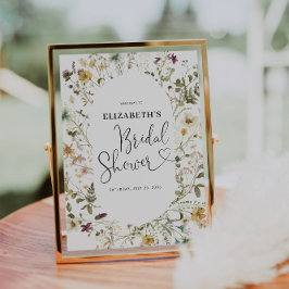 Boho Chic Vildblomma Bröllopsdusch Välkommen  Poster