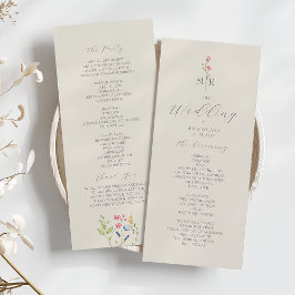 Boho Chic Vildblomma Bröllopsprogram Program