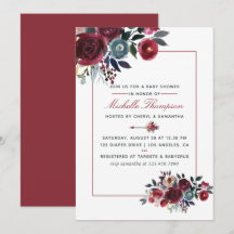 Boho Chic vinröd och marinblå blomstergestaltad Be