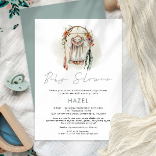 Boho Chic Vintage Clothes Girl Boy Shower Inbjudningar