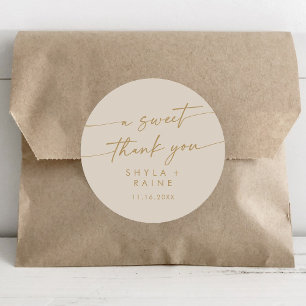 Boho Chic Vintage Guld A Sweet Tack Favor Runt Klistermärke