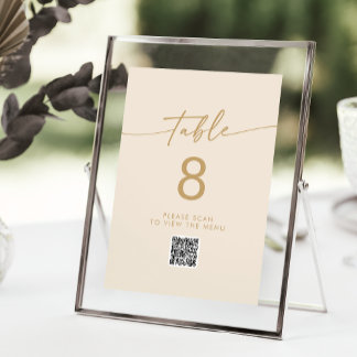 Boho Chic Vintage Guld QR-Bordsnummer Inbjudningar