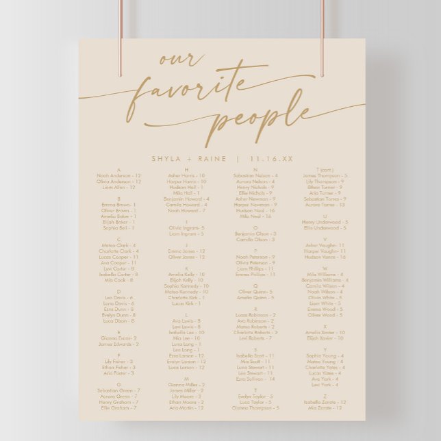 Boho Chic Vintage Guld utskrivbart sittdiagram Poster (Skapare uppladdad)