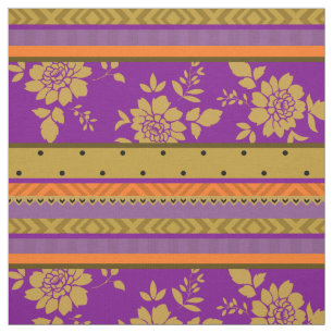 Boho chic violetta senapsgula blommigtrandar tyg