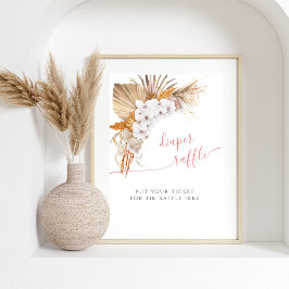Boho Chic Watercolor Baby Shower Diaper Raffle Poster