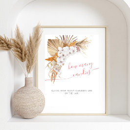Boho Chic Watercolor Baby Shower hur många kaniner Poster