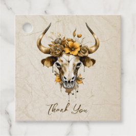 Boho Chic Watercolor Blommigt Cow Skull Bröllop Gåvor Etiketter