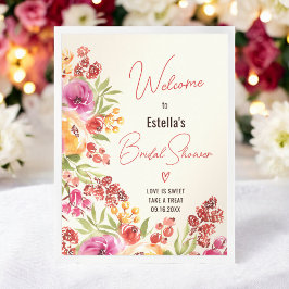 Boho Chic Watercolor Blommigt Möhippa Välkommen Poster