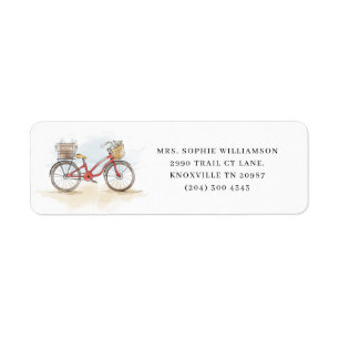Boho Chic Watercolor Classic Bike Returadress Etikett