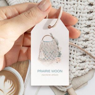 Boho Chic Watercolor Macrame Bag Boutique Presentetikett