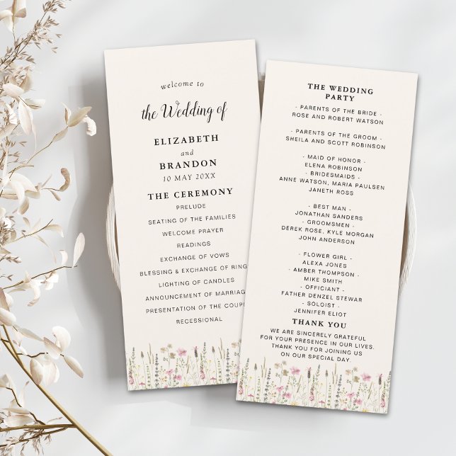 Boho Chic Wedding with Beige Flowers Program (Skapare uppladdad)