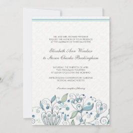 BOHO-Chic Whimsical Garden Wedding Blue Inbjudningar