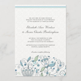 BOHO-Chic Whimsical Garden Wedding Blue Inbjudningar
