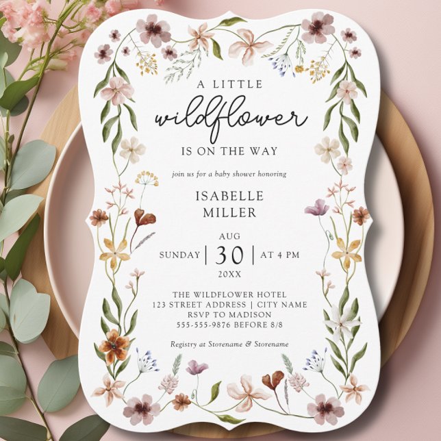 Boho Chic WildblomBaby Shower Inbjudningar (Boho Chic Wildflower Baby Shower Invitation)