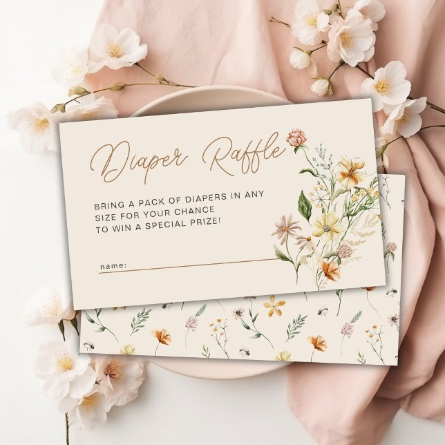 Boho Chic WildblomBaby Shower Raffle Tilläggskort (Boho Chic Wildflower Baby Shower Diaper Raffle Enclosure Card)