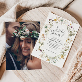 Boho Chic WildblomBlommigt Photo Möhippa Inbjudningar