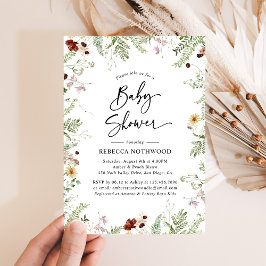 Boho Chic WildblomGreenery Baby Shower Inbjudningar