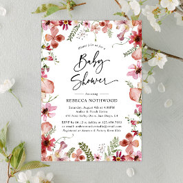 Boho Chic WildblomGreenery Baby Shower Inbjudningar
