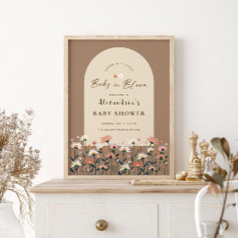 Boho Chic Wildblomma Baby i Bloom Shower Poster
