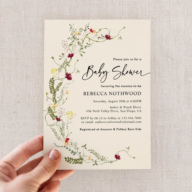Boho Chic Wildblomma Baby Shower-inbjudan Inbjudningar (Skapare uppladdad)