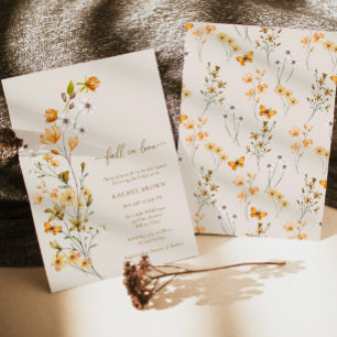 Boho Chic Wildblomma faller i Kärlek Möhippa Inbjudningar