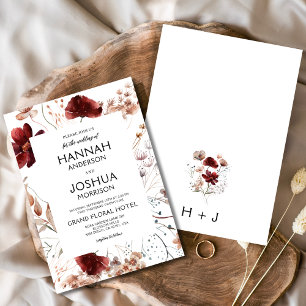 Boho Chic WildblommAutumn Bröllop Inbjudningar